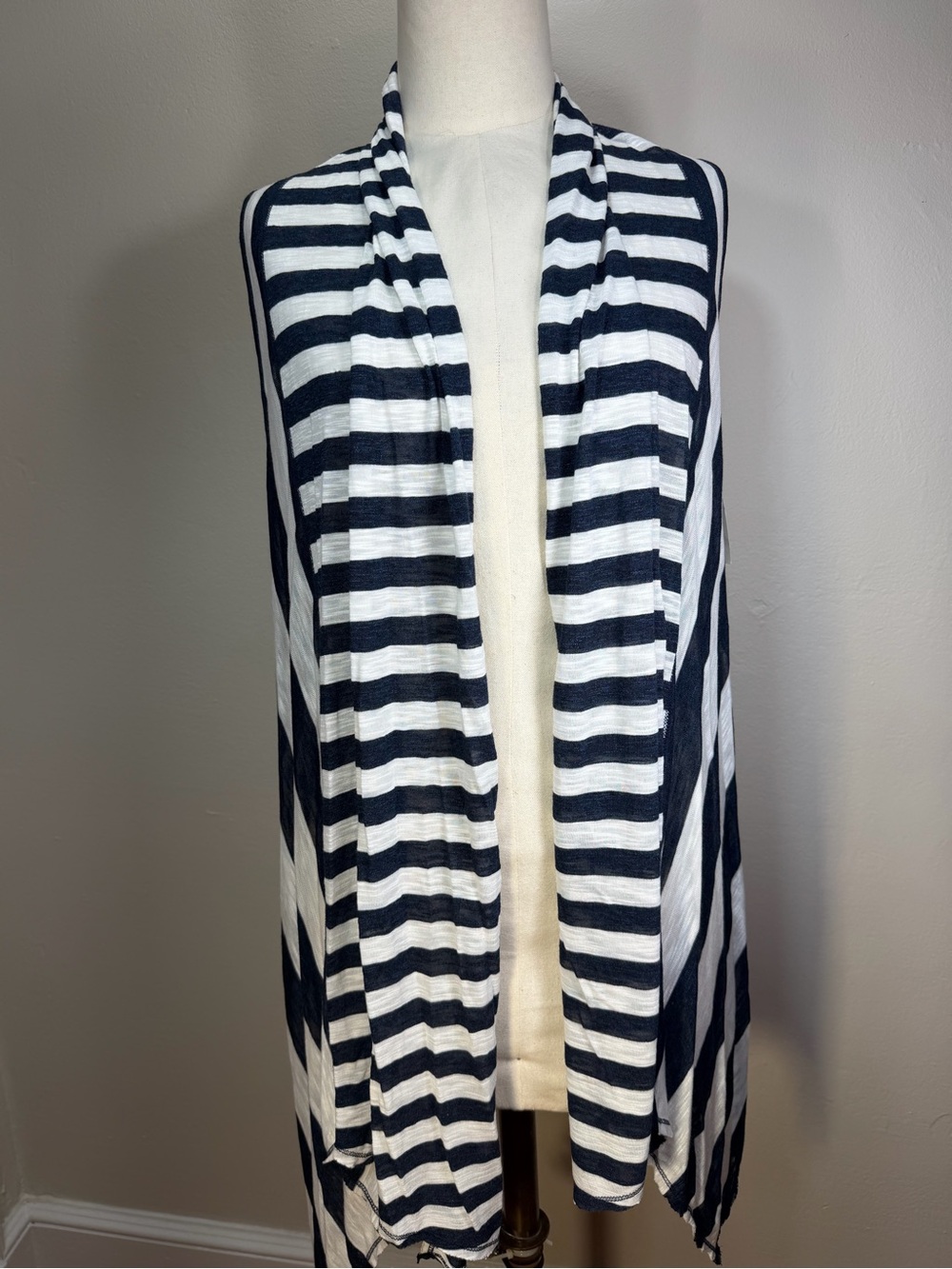 Three Dots Navy and White Striped Sleeveless Tank